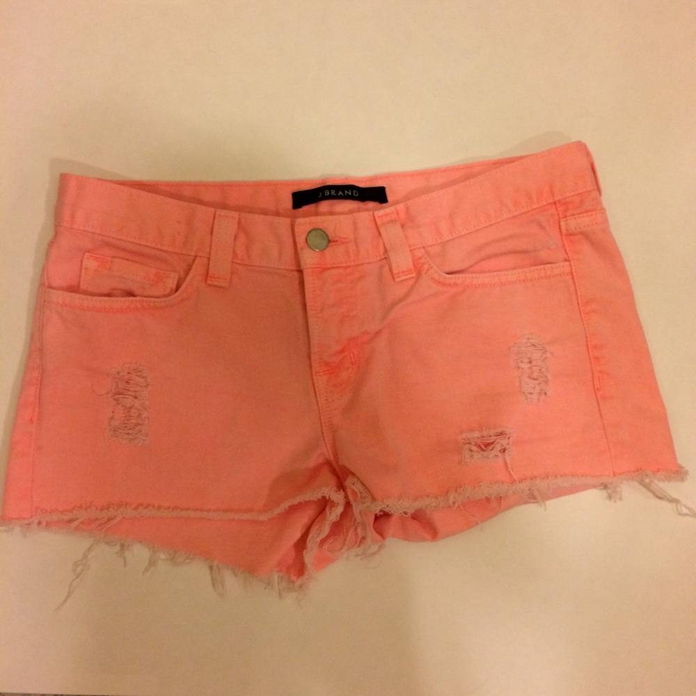 J Brand Coral Distressed Denim Shorts Size 26 (2)